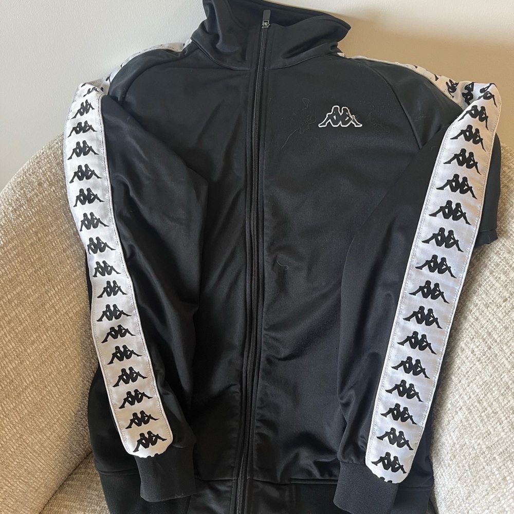 Kappa Black Track Jacket with Logo Sleeves